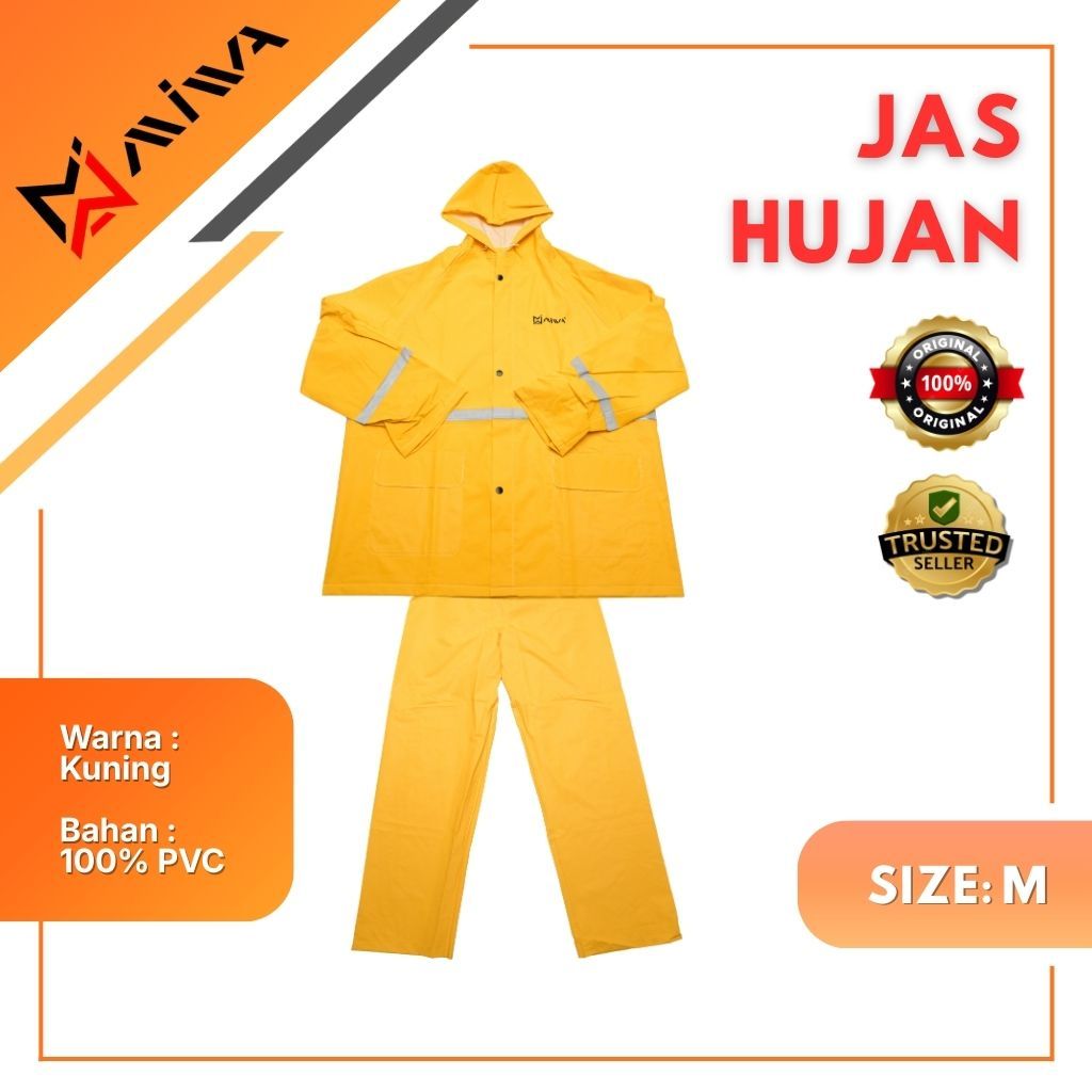 Jas Hujan Berkualitas MIWA warna kuning Bahan Tebal