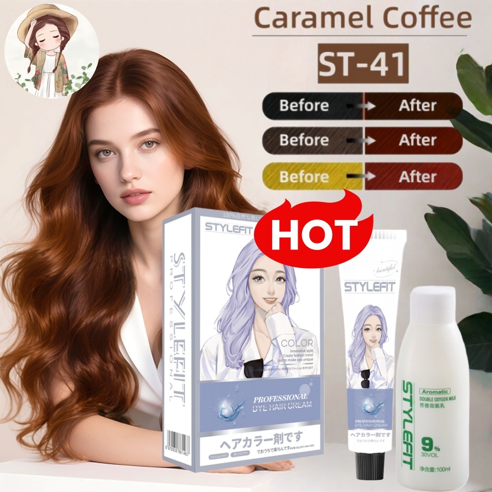 STYLE FIT Long-lasting Pewarna Rambut Ash Brown Hair Color200ml / Cat Rambut Tanpa Bleaching(hair co