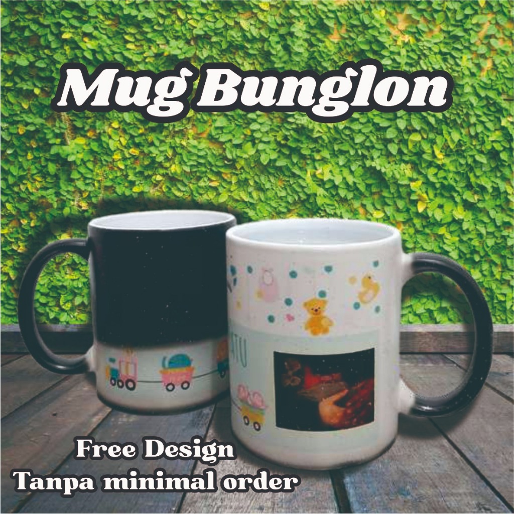 5PCS MUG BUNGLON CUSTOM FOTO BEBAS | Mug Bunglon magic bisa berubah warna Saat Terkena Air Panas