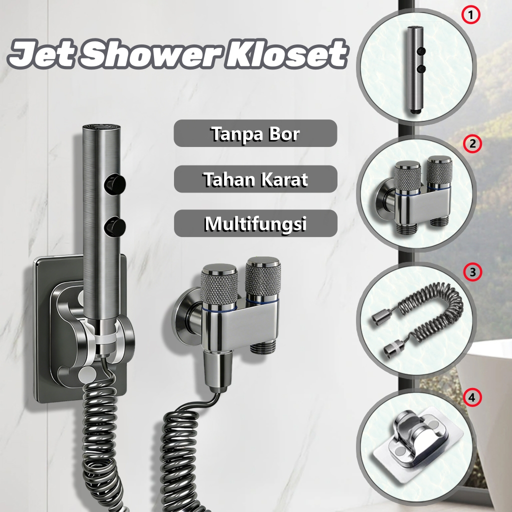 Semprotan Toilet Multifungsi Jet Shower Toilet Duduk Kran Cabang Toilet Spray Kepala Semprotan Air
