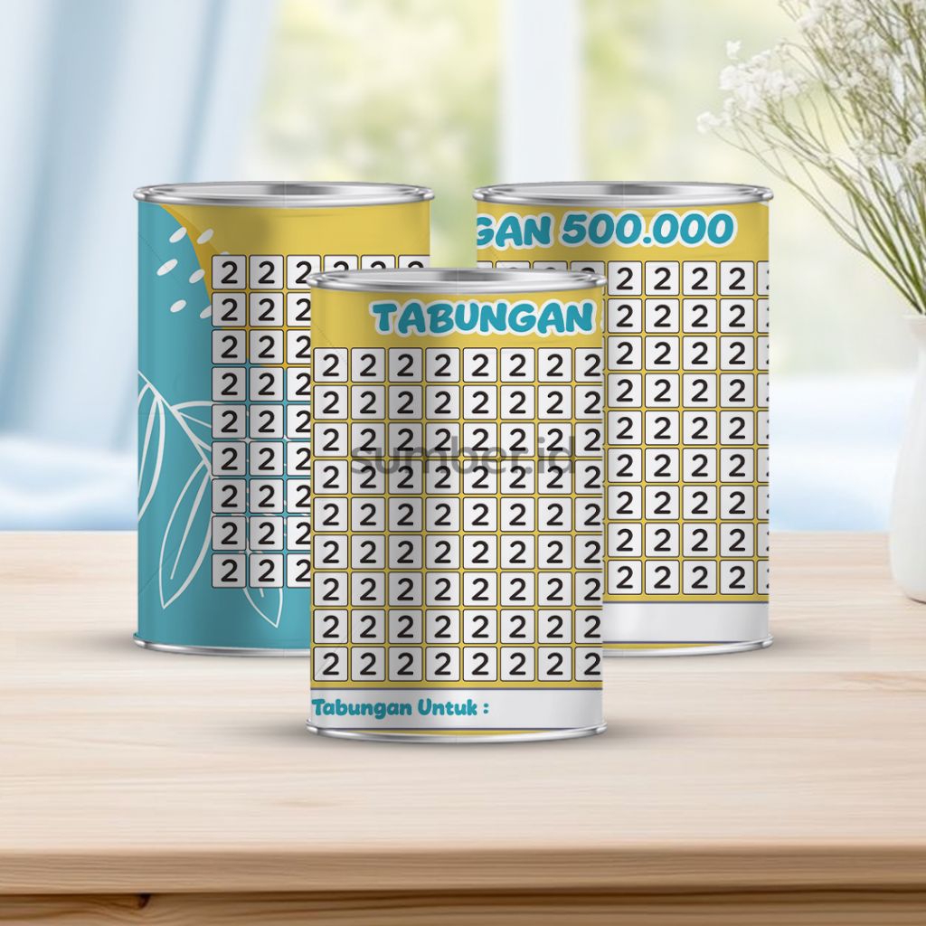 Celengan target 500 ribu pecahan 2 ribu permanen buka tutup tabungan mini 2K GET 500RB ukuran 10 cm 