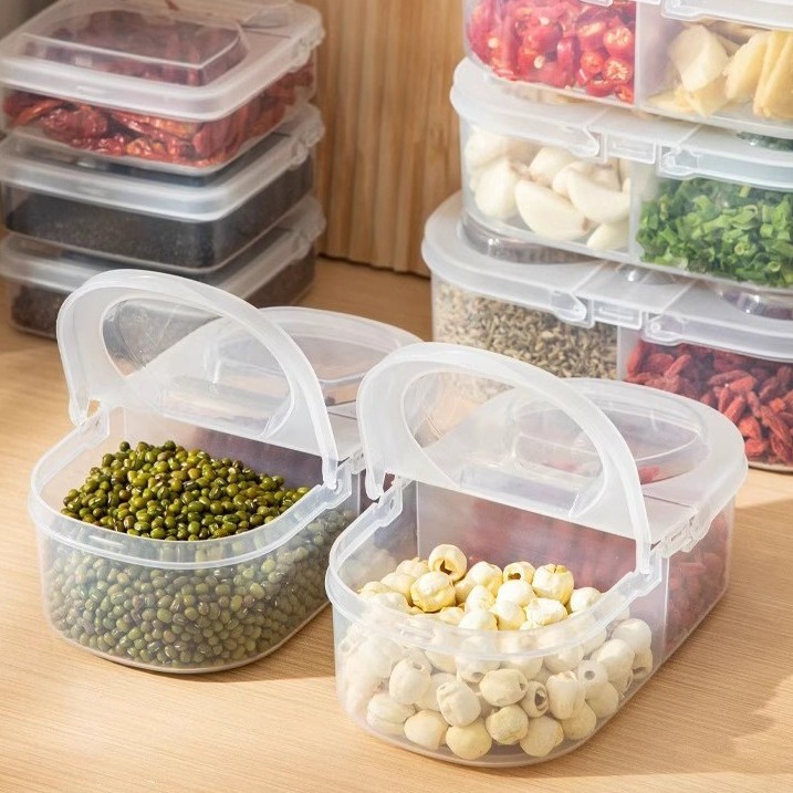 Kotak penyimpanan Tempat Bumbu Dapur Sekat 2 Box Plastik PP Transparan LIVIA