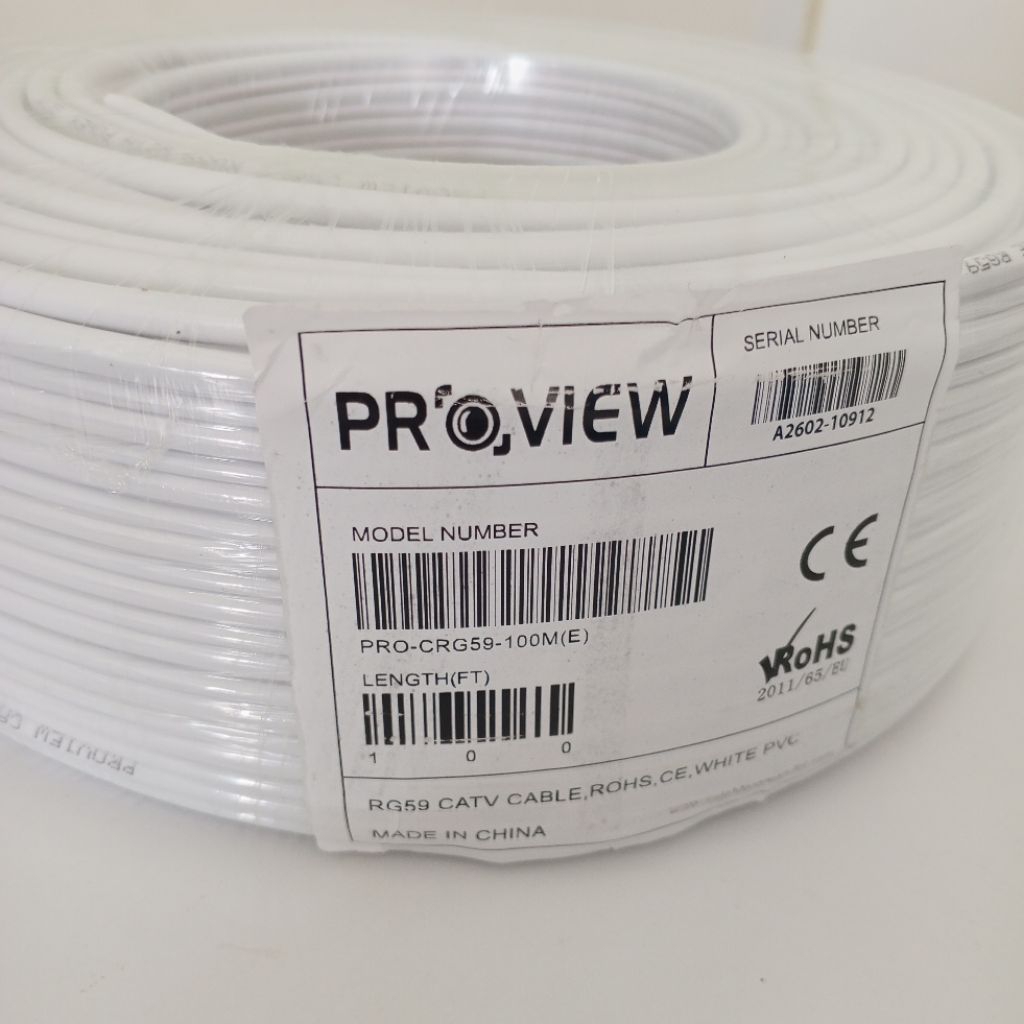 Kabel CCTV RG59 + Power PROVIEW 25m / 50m / 100m, Kabel Coaxial High Quality Anti-Induksi, Kabel Kam