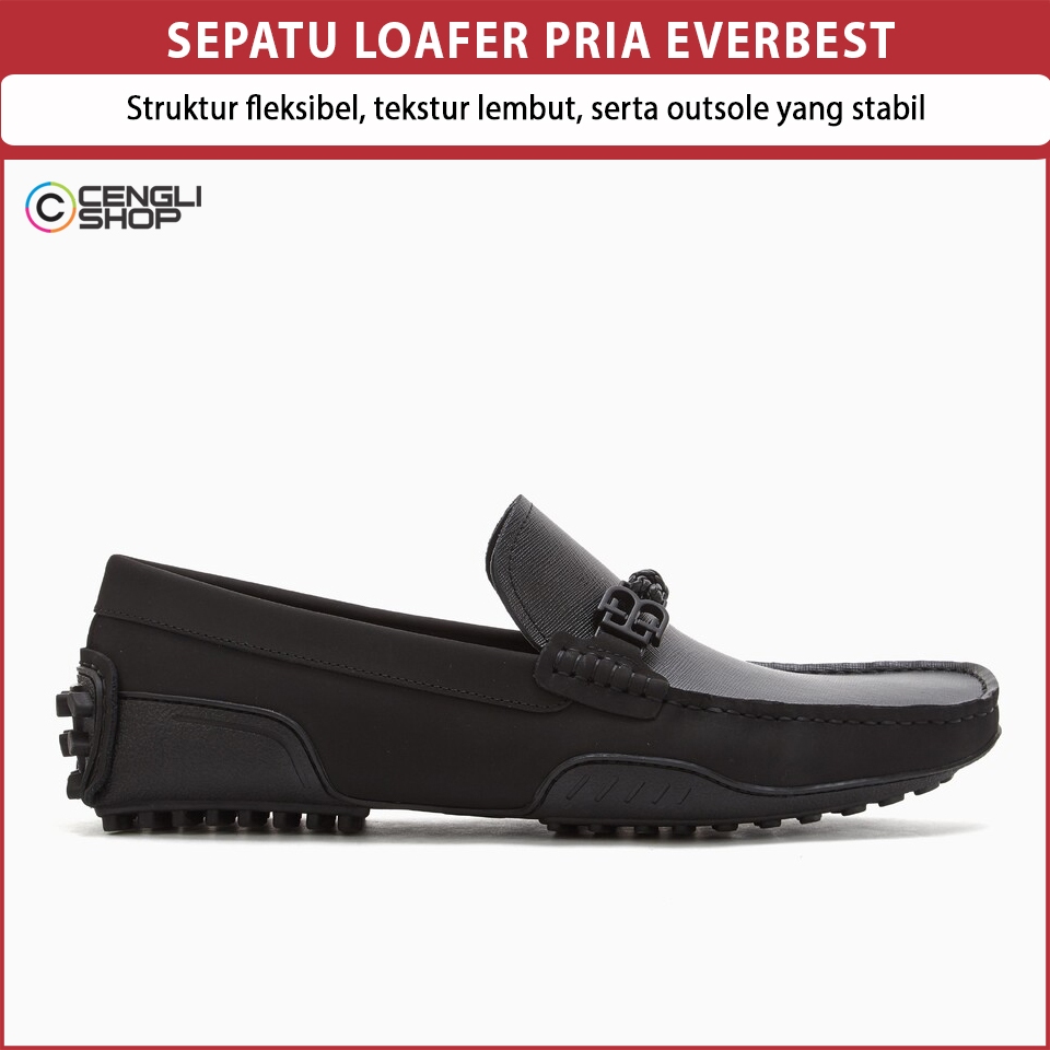 EM95 EVERBEST SEPATU LOAFER PRIA ORIGINAL PANSUS KULIT ASLI ORI HITAM BLACK
