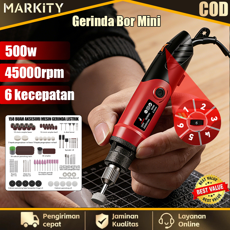 MARKITY Gerinda Bor Mini Listrik Set Lengkap Gerinda Mini Listrik Alat Gerinda Mikro Pengukir Pena