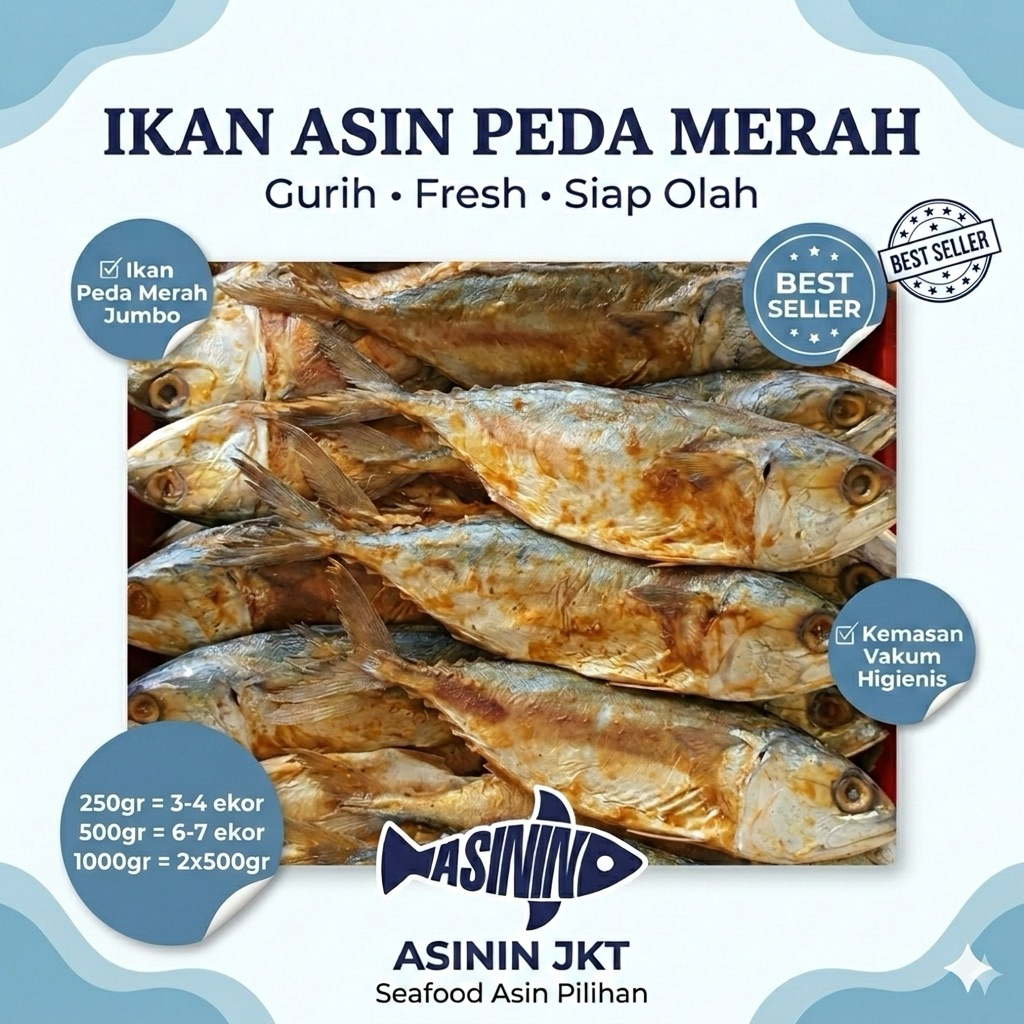 Ikan Asin Peda Merah / Ikan Kembung Peda Merah Size Jumbo 250gr - 1kg