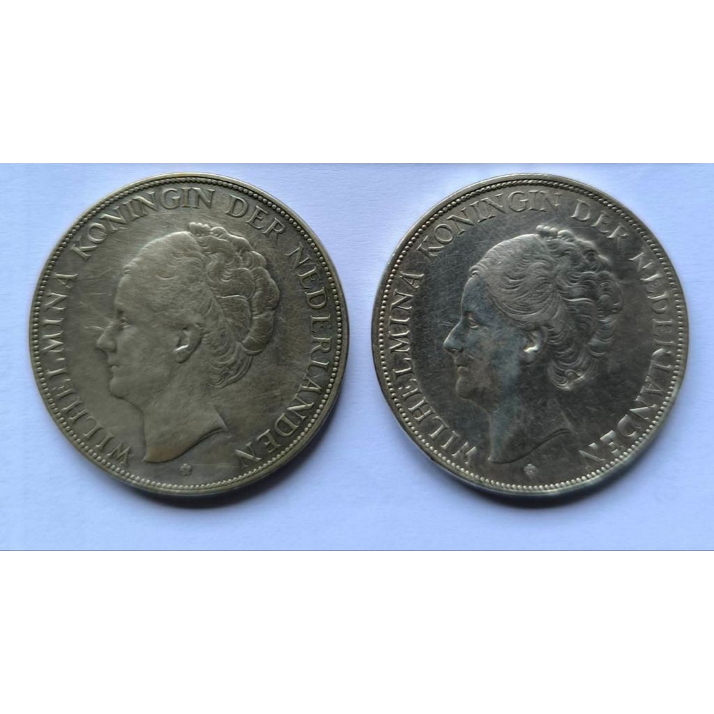 Koin Perak 2 1/2 Gulden Willhelmina Th.1931 Asli