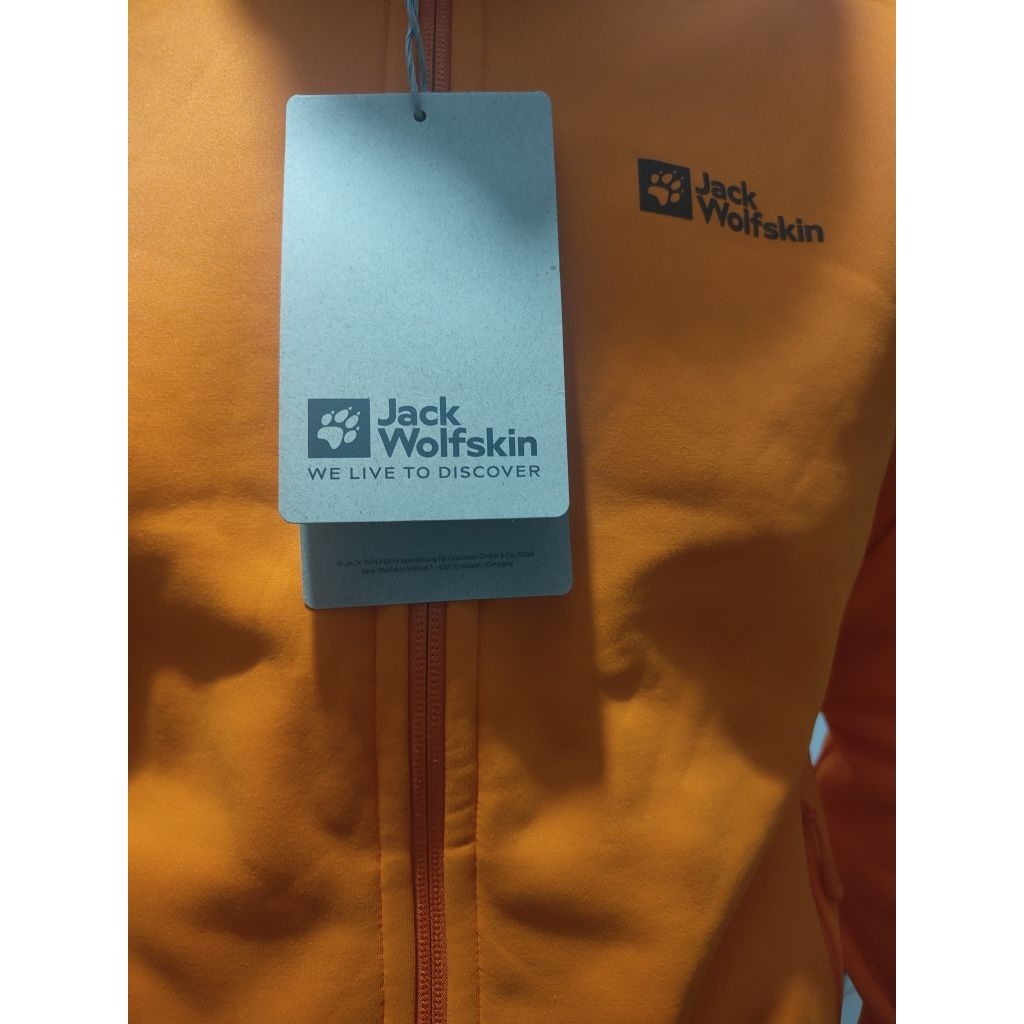 Jaket Running Jack Wolfskin Size L, Original (Oren cerah)