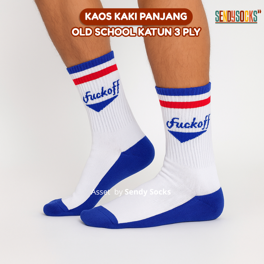 Kaos Kaki Oldshool Motif Fuck Off Telapak Katun Panjang - Sendy Kaos Kaki