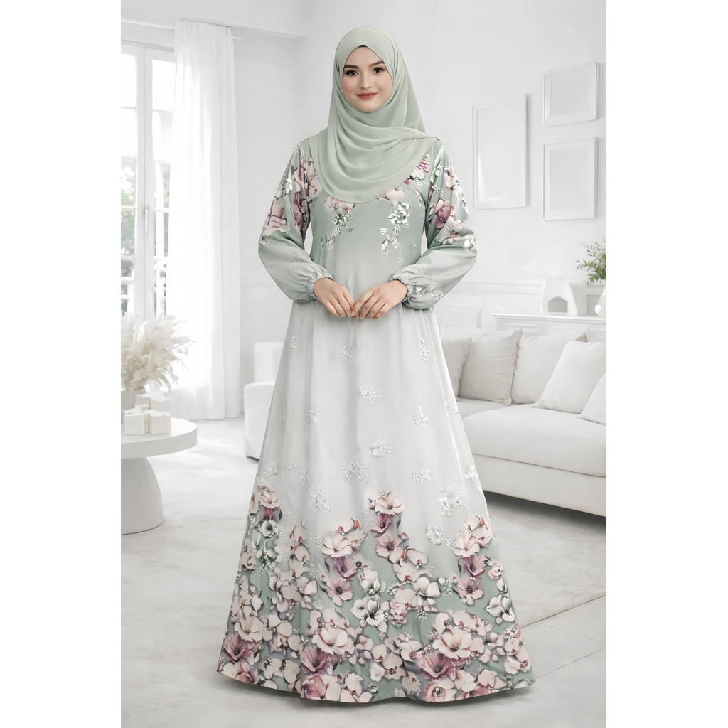 LVN - Gamis NATASYA Silk/Gamis Silk simple mewah Lebaran 2026 - gaun wanita