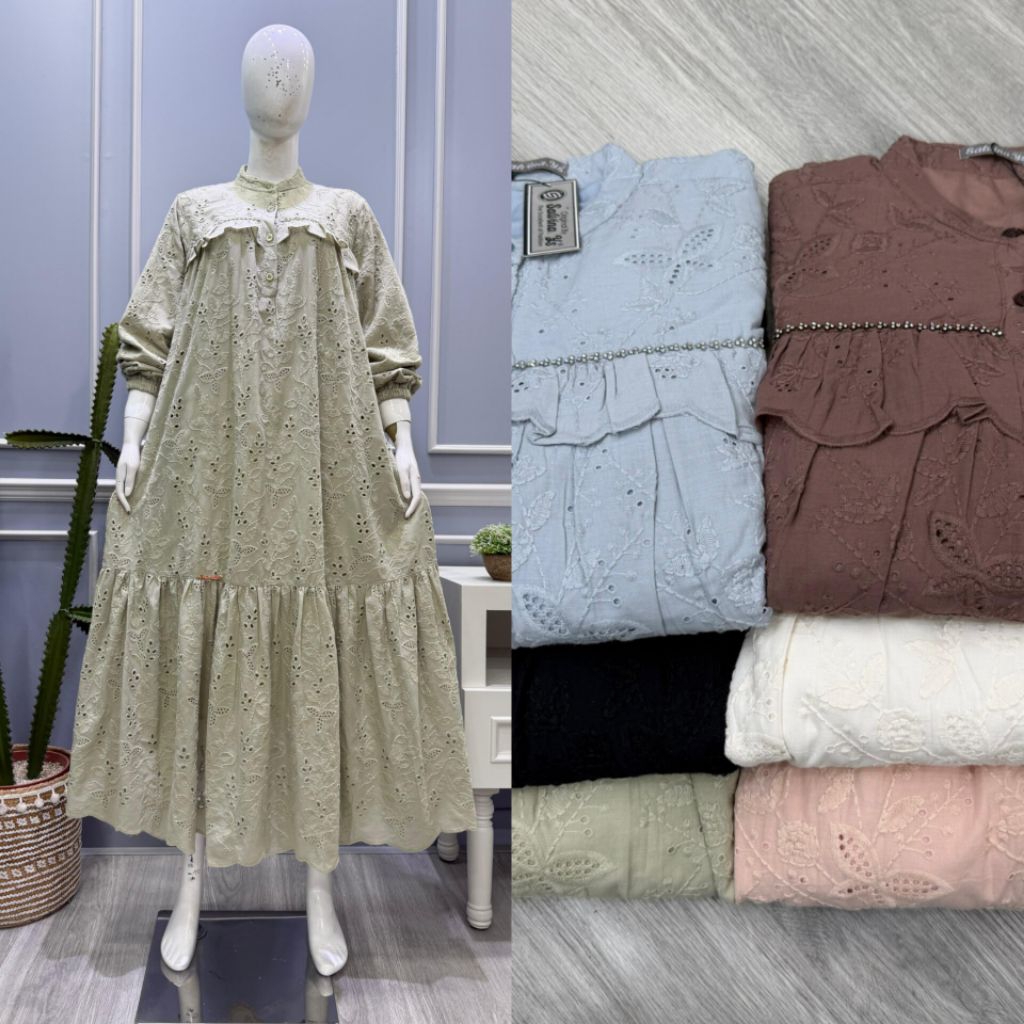 salvina midi katun bordir bolong oversize