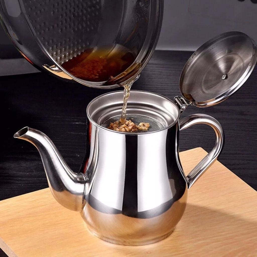 teapot saringan teh tempat saringan stainless teko saringan teh oil pot saringan minyak goreng