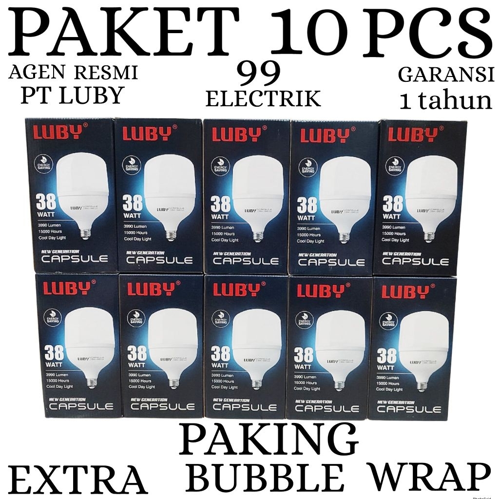 BOHLAM LED LUBY / LAMPU LED LUBY CAPSULE PAKET 10 PCS 38W