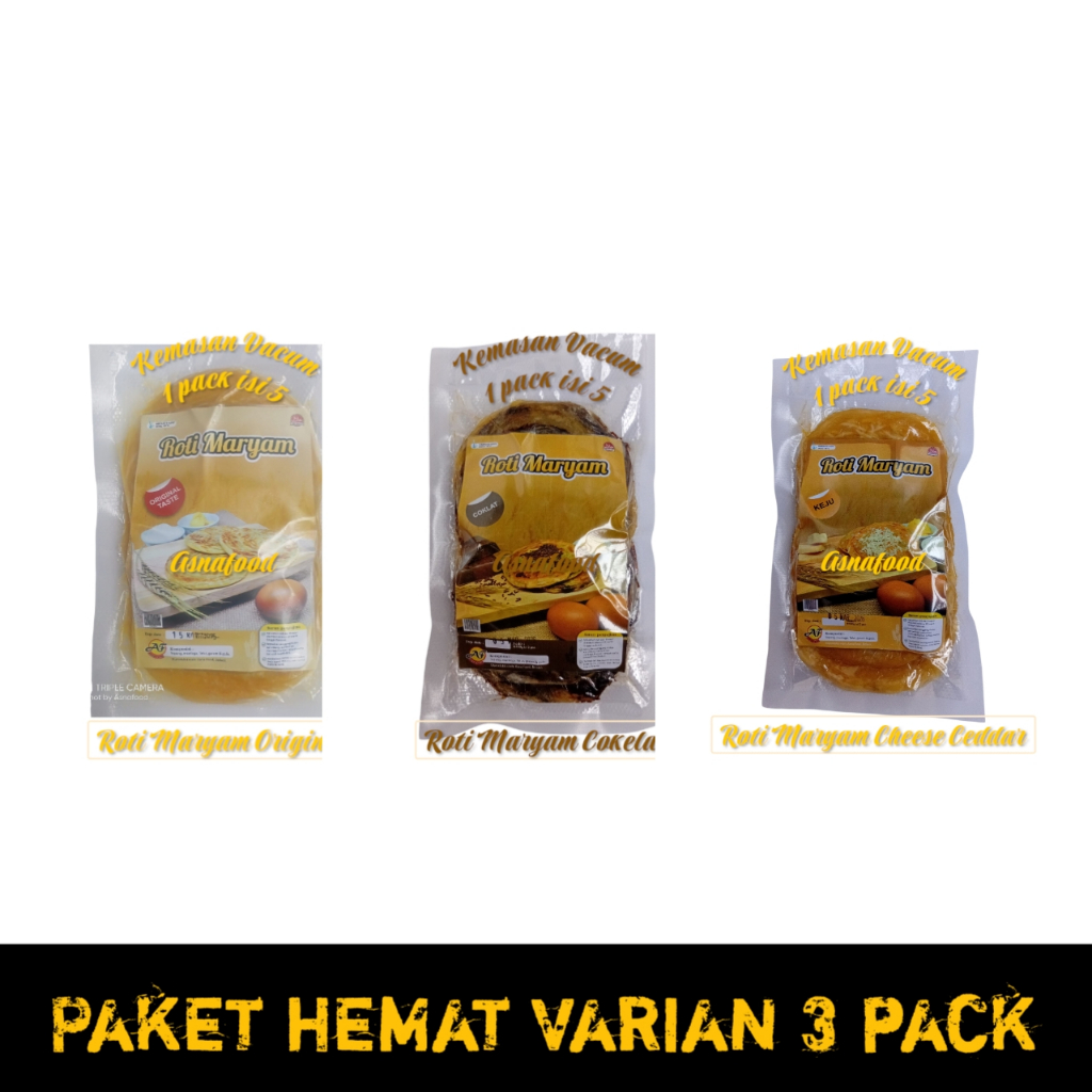 (Paket hemat roti maryam mix 3 pack) roti maryam original,  roti maryam coklat,  roti maryam keju