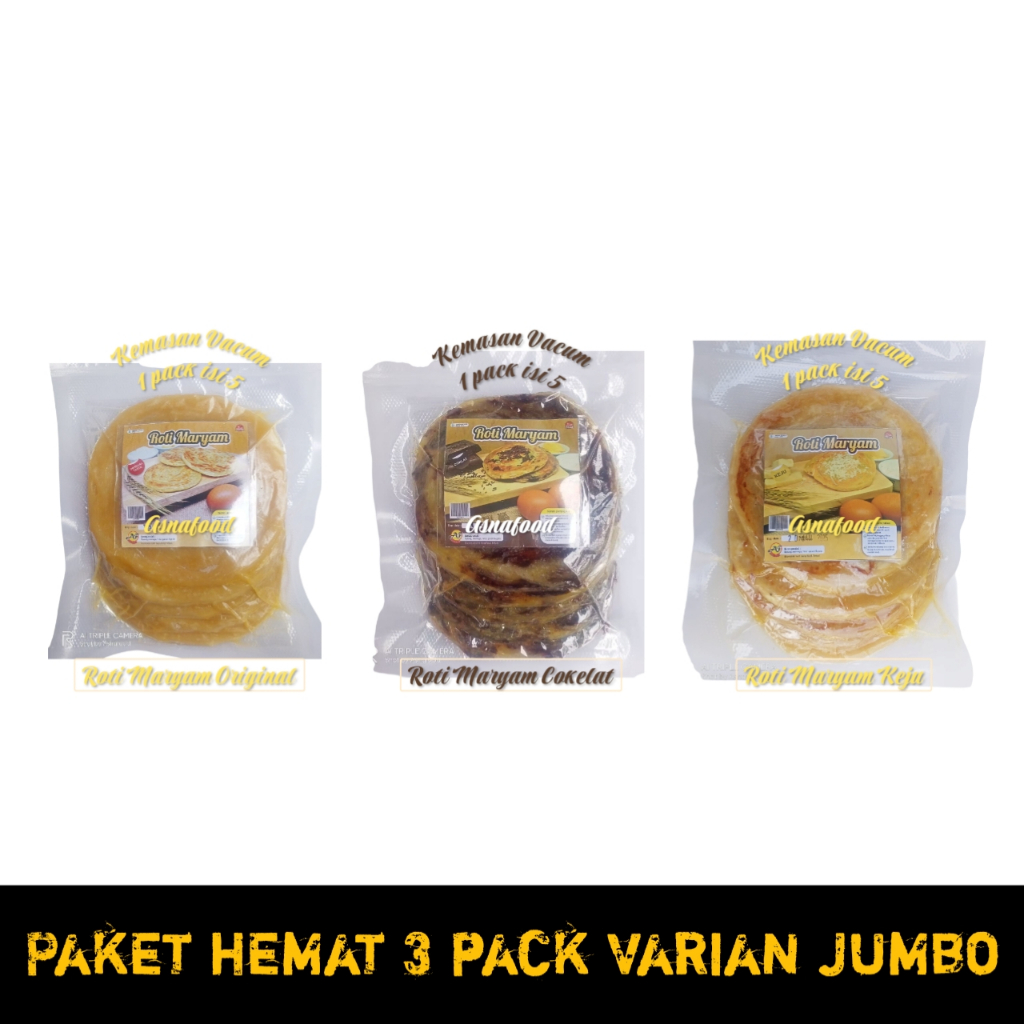 (Paket hemat roti maryam jumbo 3 pack mix) roti maryam original, roti maryam coklat,  roti maryam ke