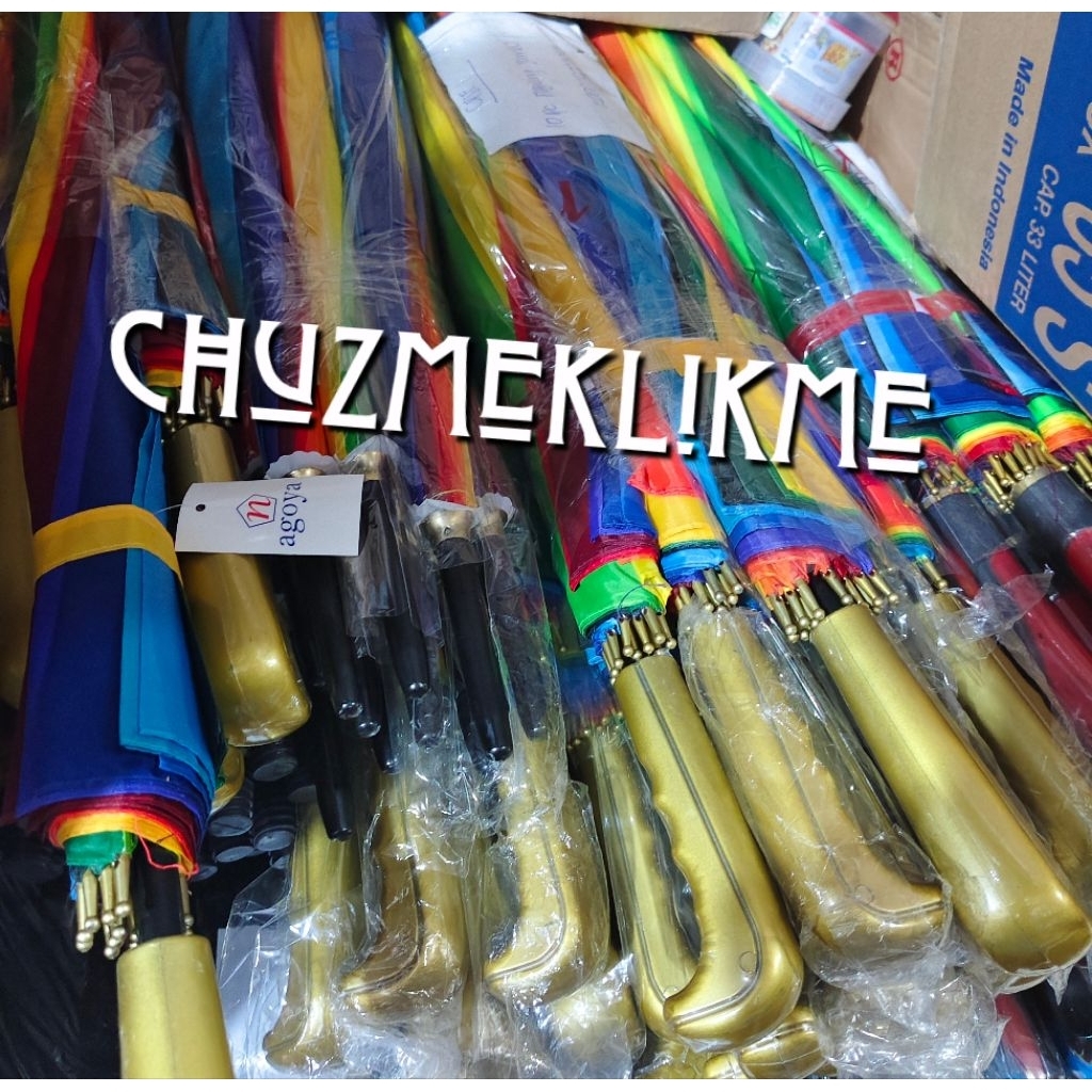 payung silver Nagoya/payung jumbo silver,Payung warna Pelangi Nagoya/payung besar Nagoya silver,Payu