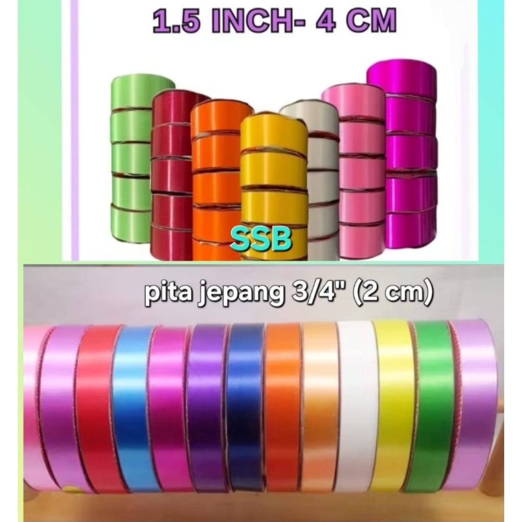 Pita Kado Jepang / Pita Polos/ Pita Jepang Besar Ukuran 1.5 inch / Pita Kado Ukuran 3/4 inch