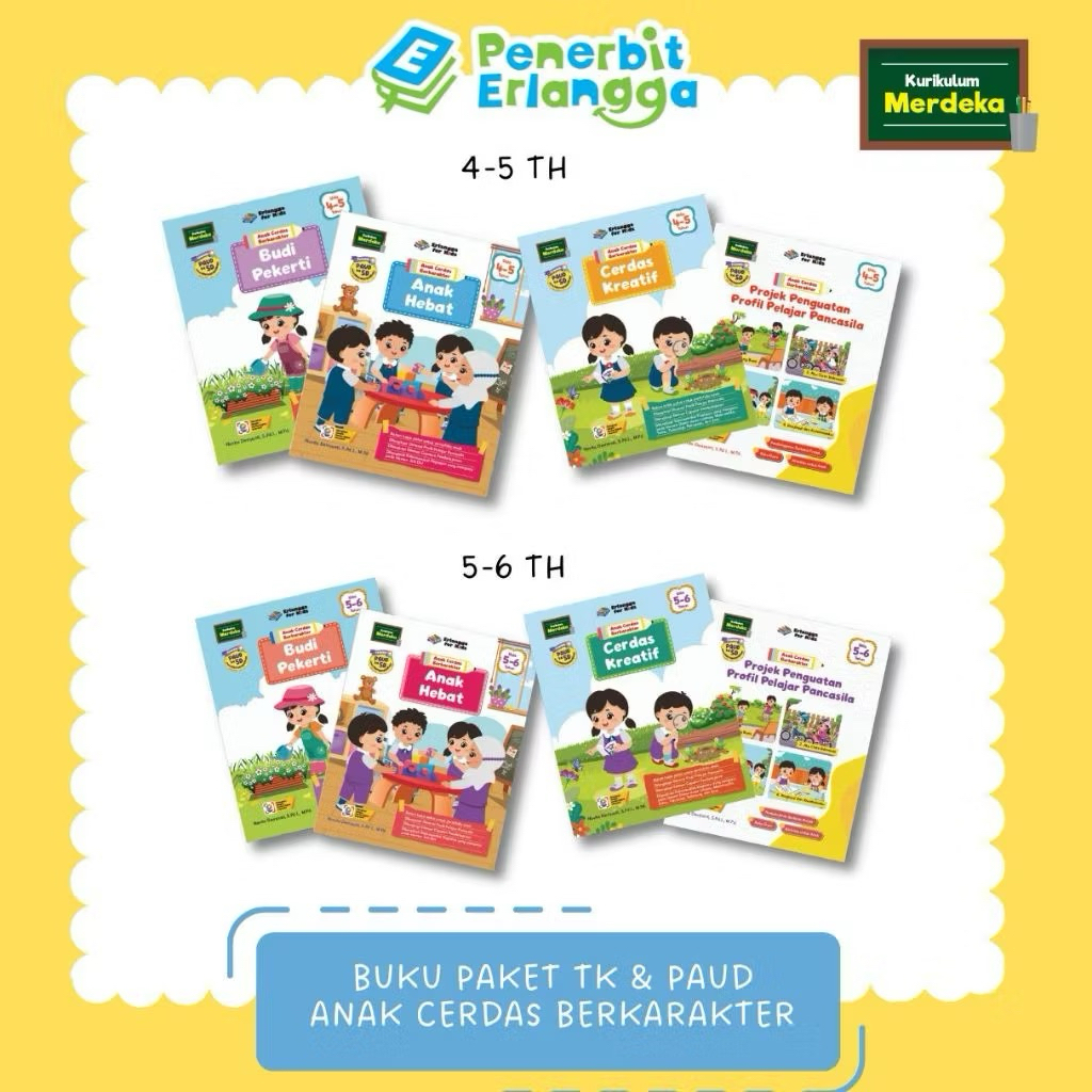 Buku TK Erlangga : Paket Anak Cerdas Berkarakter Usia A dan B