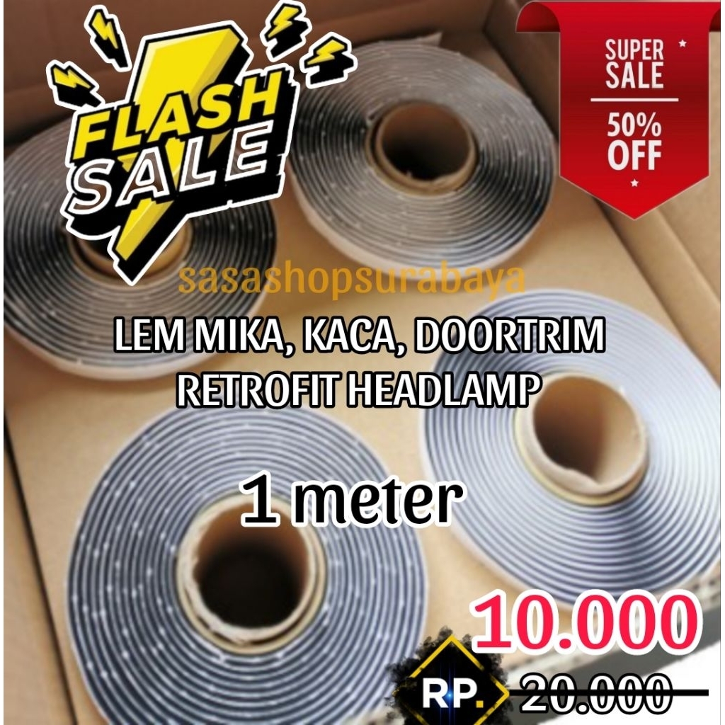 Butyl sealant Lem headlamp flasaletoko 1 meter GEPENG