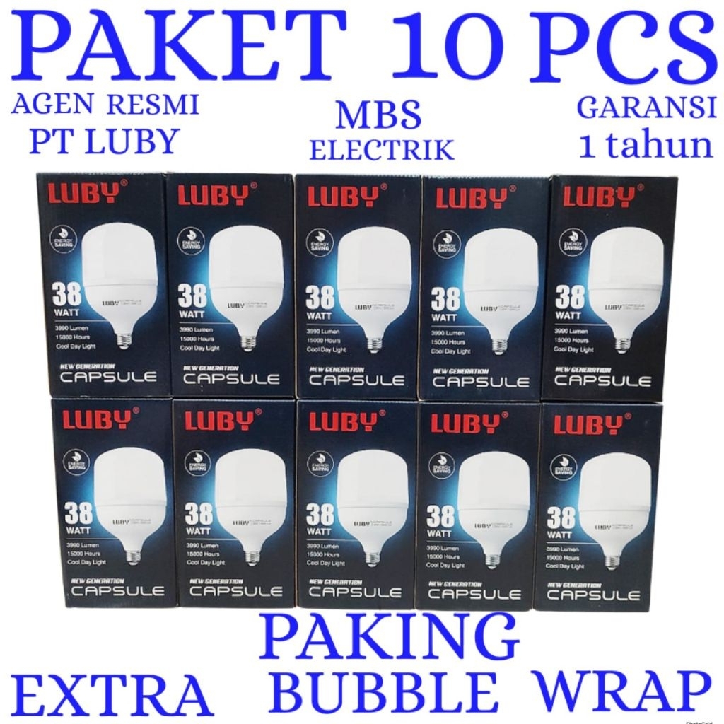 BOHLAM LED LUBY / LAMPU LED LUBY CAPSULE PAKET 10 PCS 38W