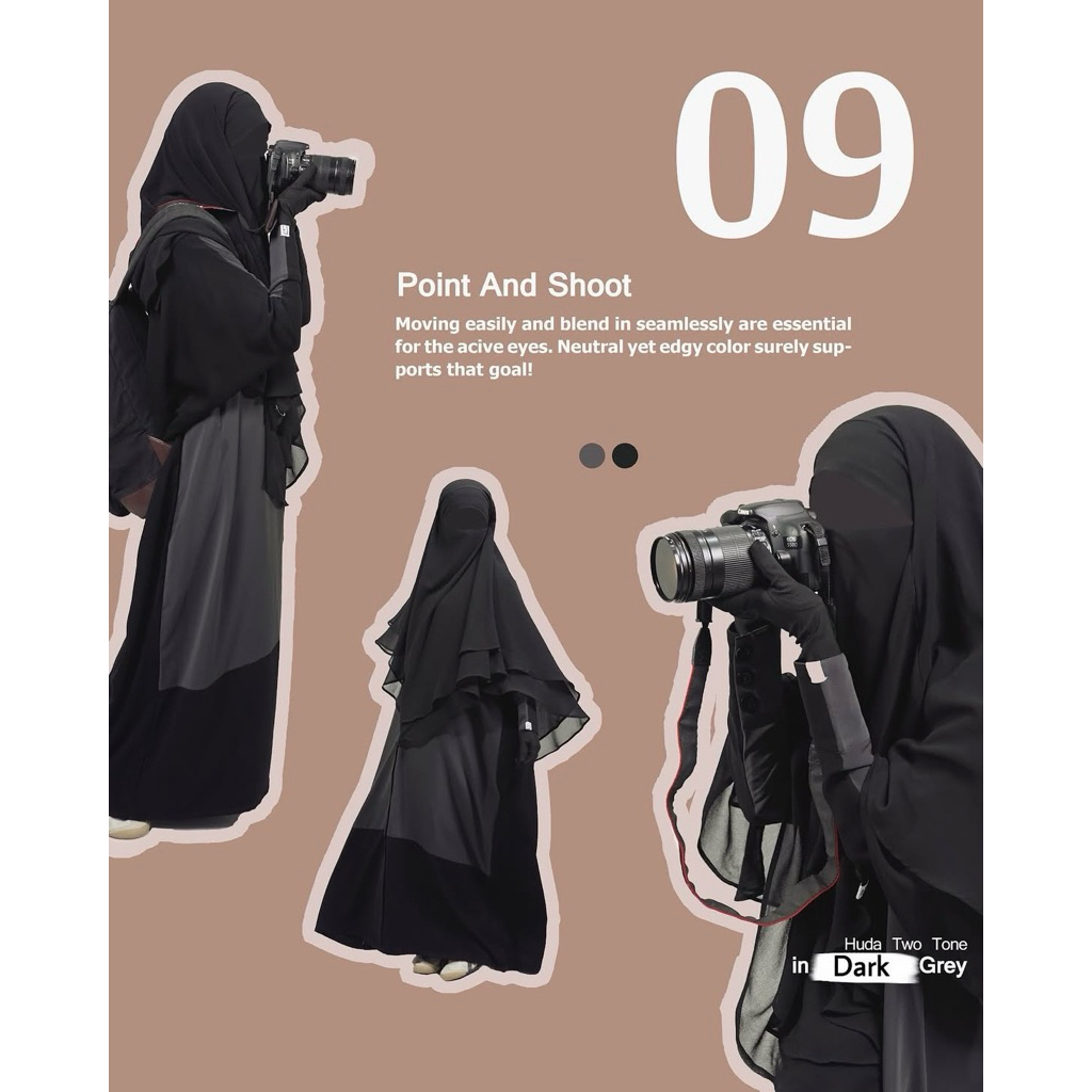 Preloved Elmadina Huda Abaya Two Tone Dark Grey