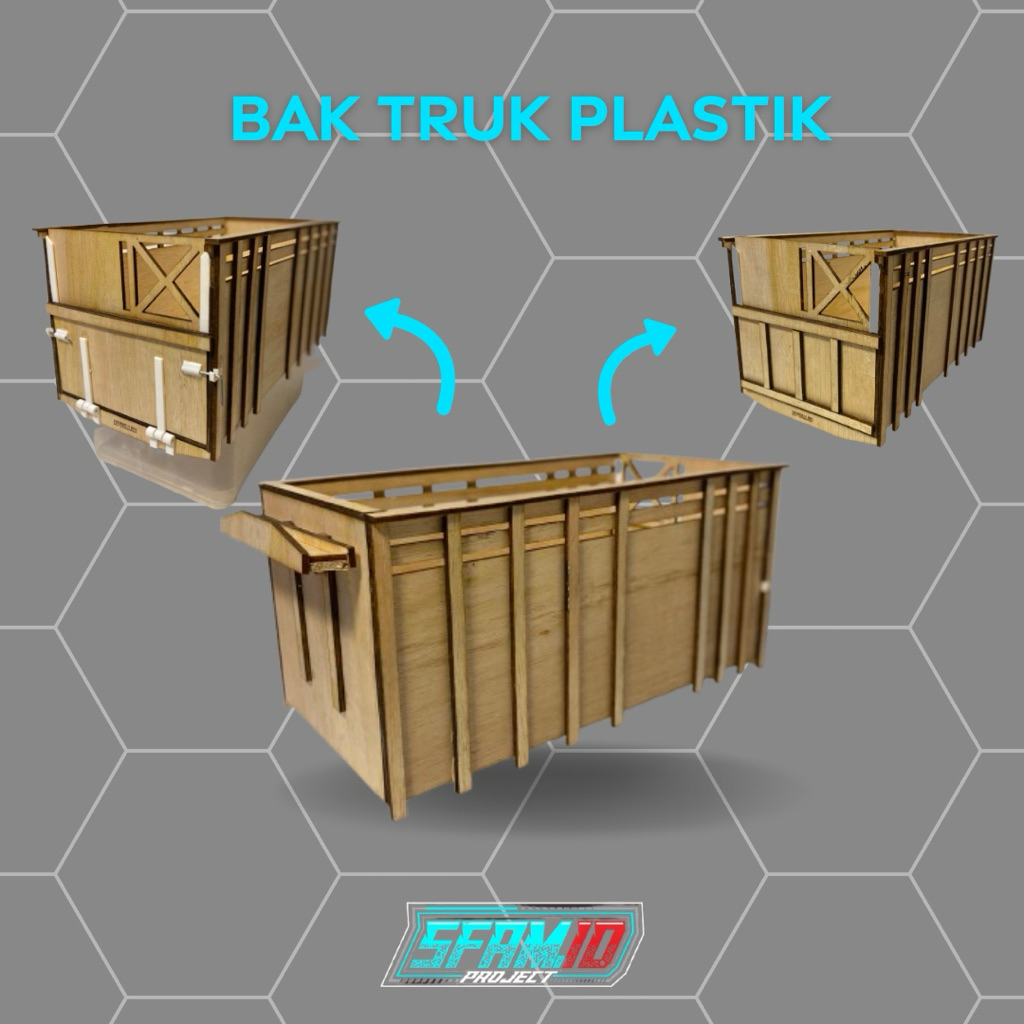 Bak Truk Plastik Miniatur 23cm Cutting Laser Presisi | Aksesoris Modif Truk plastik