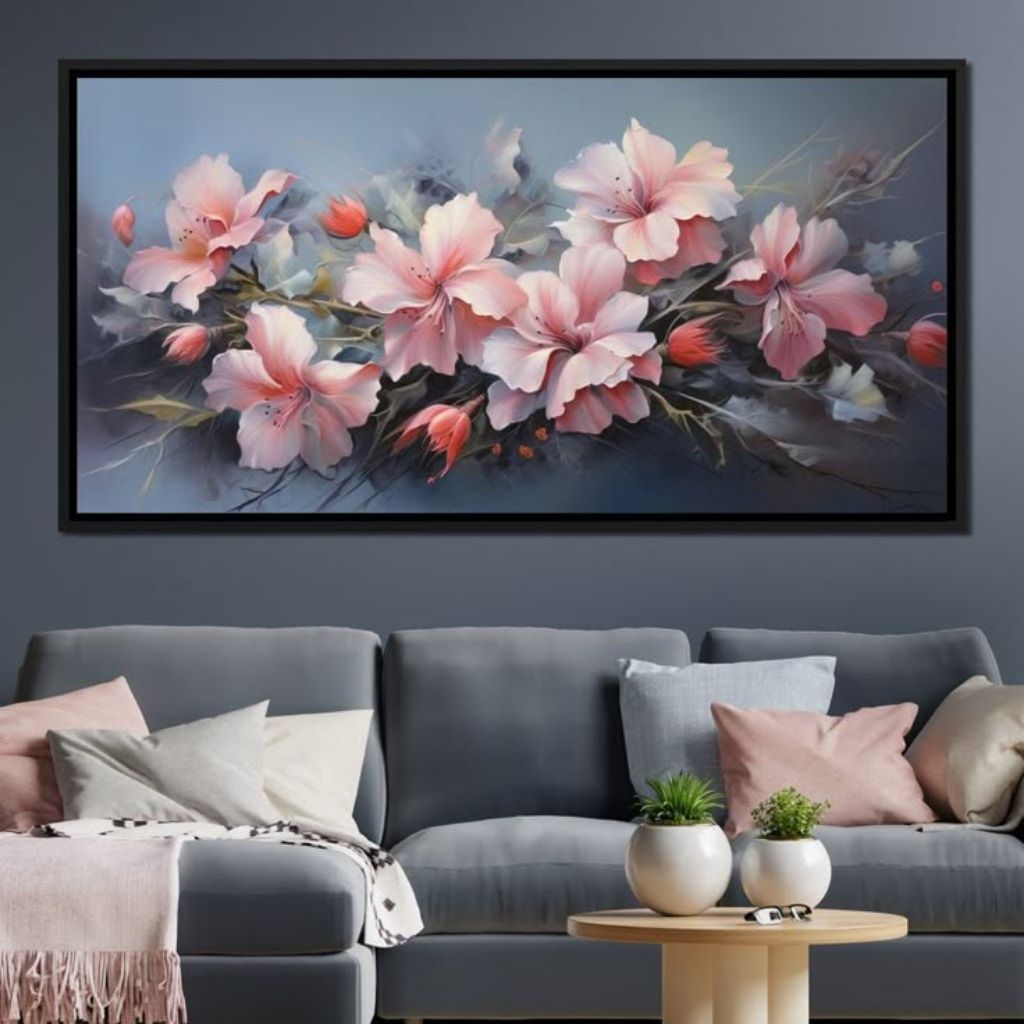 Lukisan dinding minimalis modern bunga untuk hiasan dinding rumah