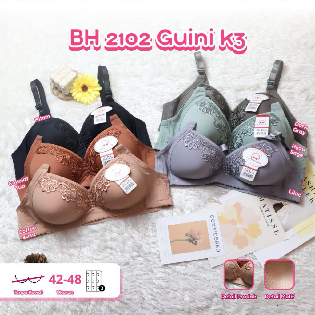 2PCS BH CUP C GUINI CUP BESAR GUINI |BRA WANITA TANPA KAWAT GUINI