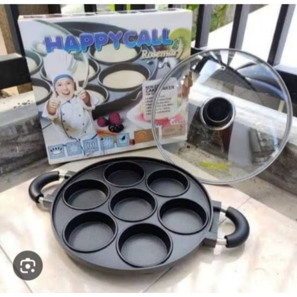 Cetakan kue happy call 7 lubang datar / cetakan martabak mini happy call 7 datar anti lengket