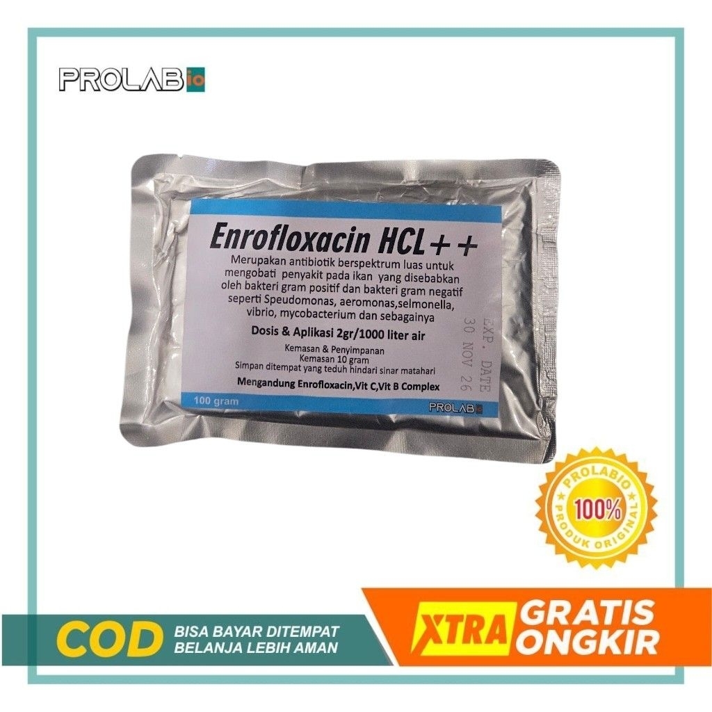 Enrofloxacin hcl 10 aram / antibiotik ikan / enro enrofloxacin / obat ikan / inroflox / inroflok