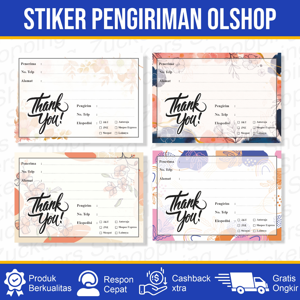 [ 1 Pcs ] Cetak Stiker Label Pengiriman Olshop, Custom Label Pengiriman Olshop