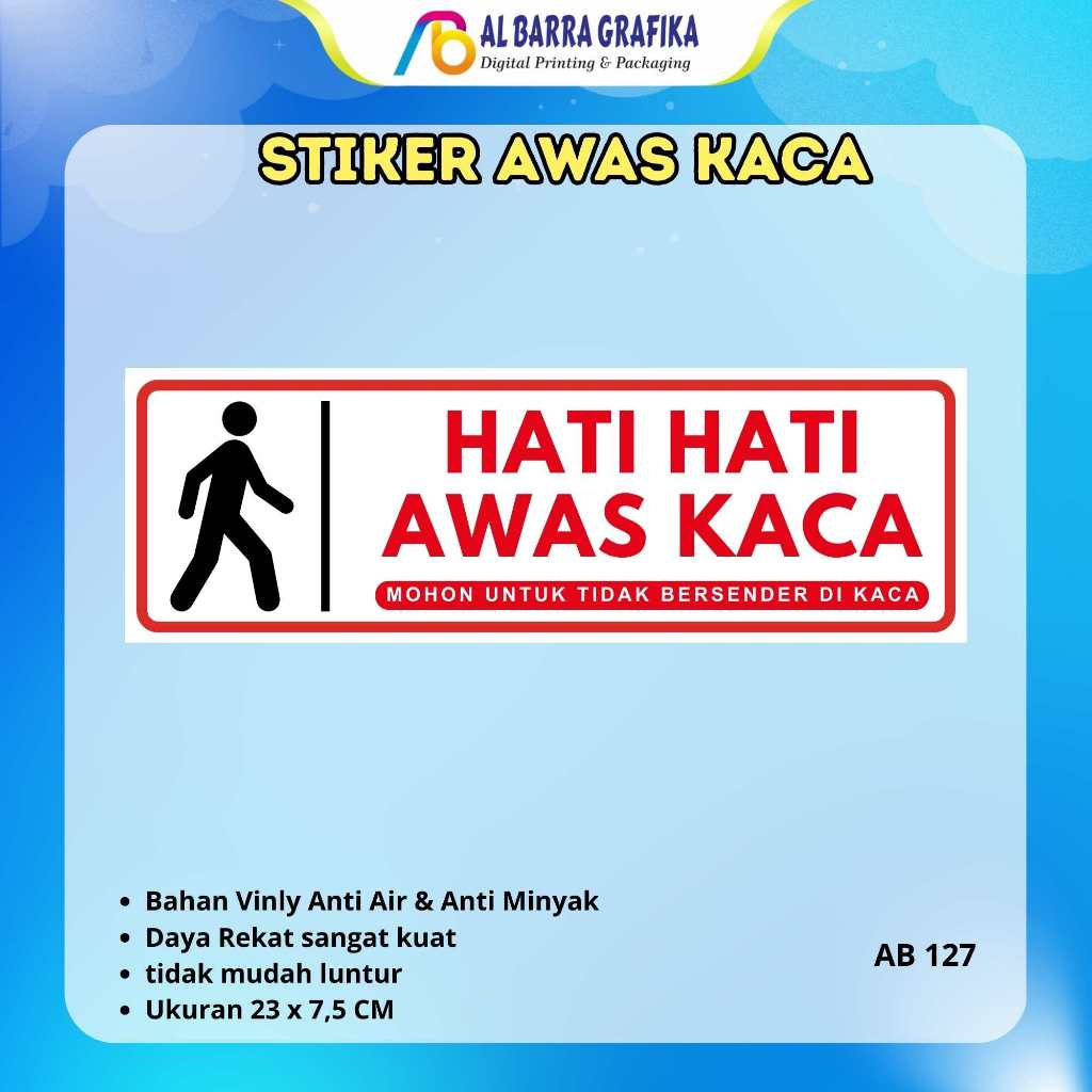 Stiker awas kaca / sticker awas kaca / stiker hati hati awas kaca / sticker kaca