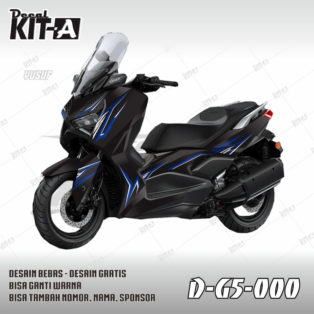 Decal Sticker Striping Stiker XMAX Connected 2023 Merah Putih Hitam Kombinasi D-G5-011 D-G5-003
