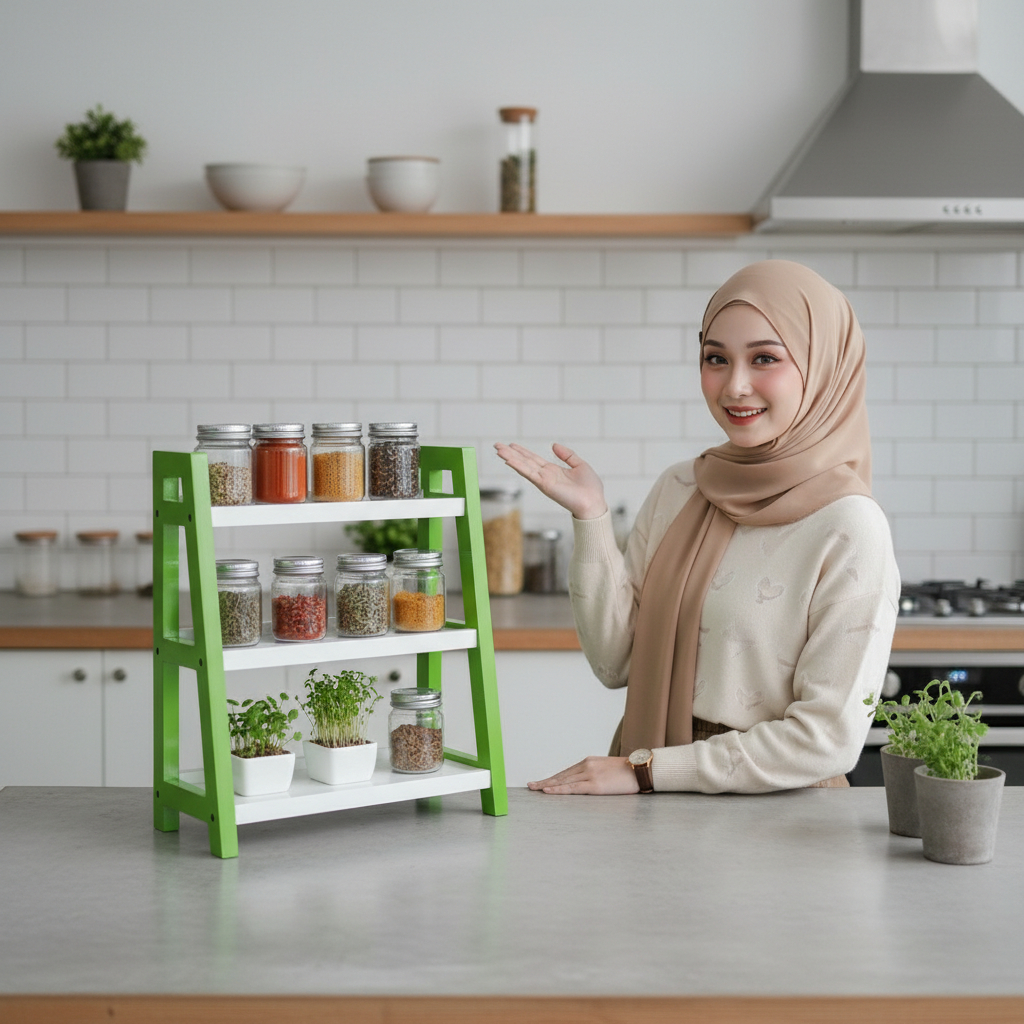 Rak Bumbu Dapur 3 Susun Kayu Minimalis / Rak Meja Serbaguna Aesthetic