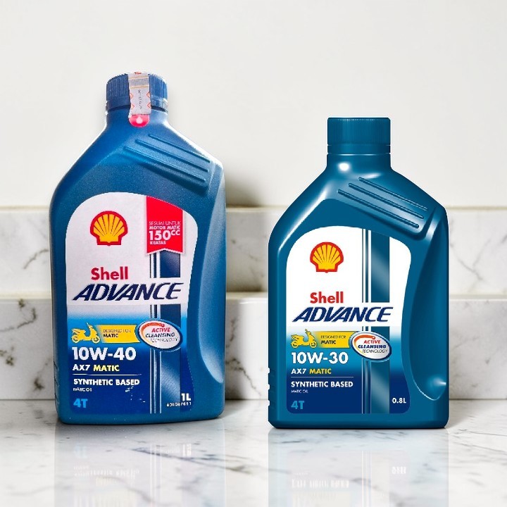 Oli Mesin  SHELL ADVANCE SCOOTER AX7 MATIC [ 10W-40 ] 4T 800ml & 1000ml Mesin Sepeda Motor ALL MATIC