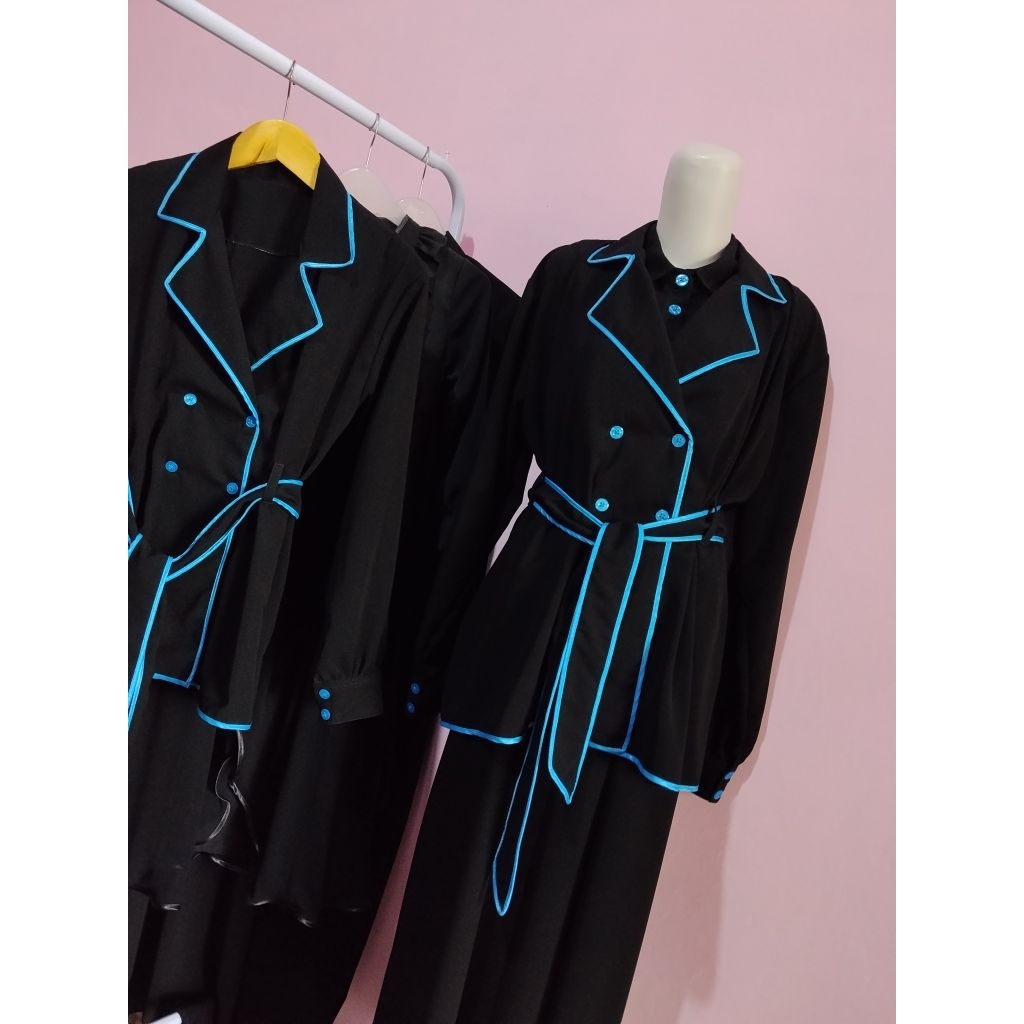 jubah Akhwat/Jubah Rompi/Gamis Muslimah Rompi/Jubah Jet Black Bonanza