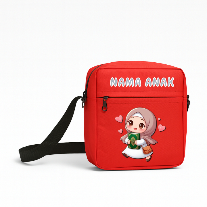 Tas Slempang Anak Cowo Cewe Termurah - Tas Slempang Anak Motif Cewe Bawa Al-Qur'an - Tas Slempang An