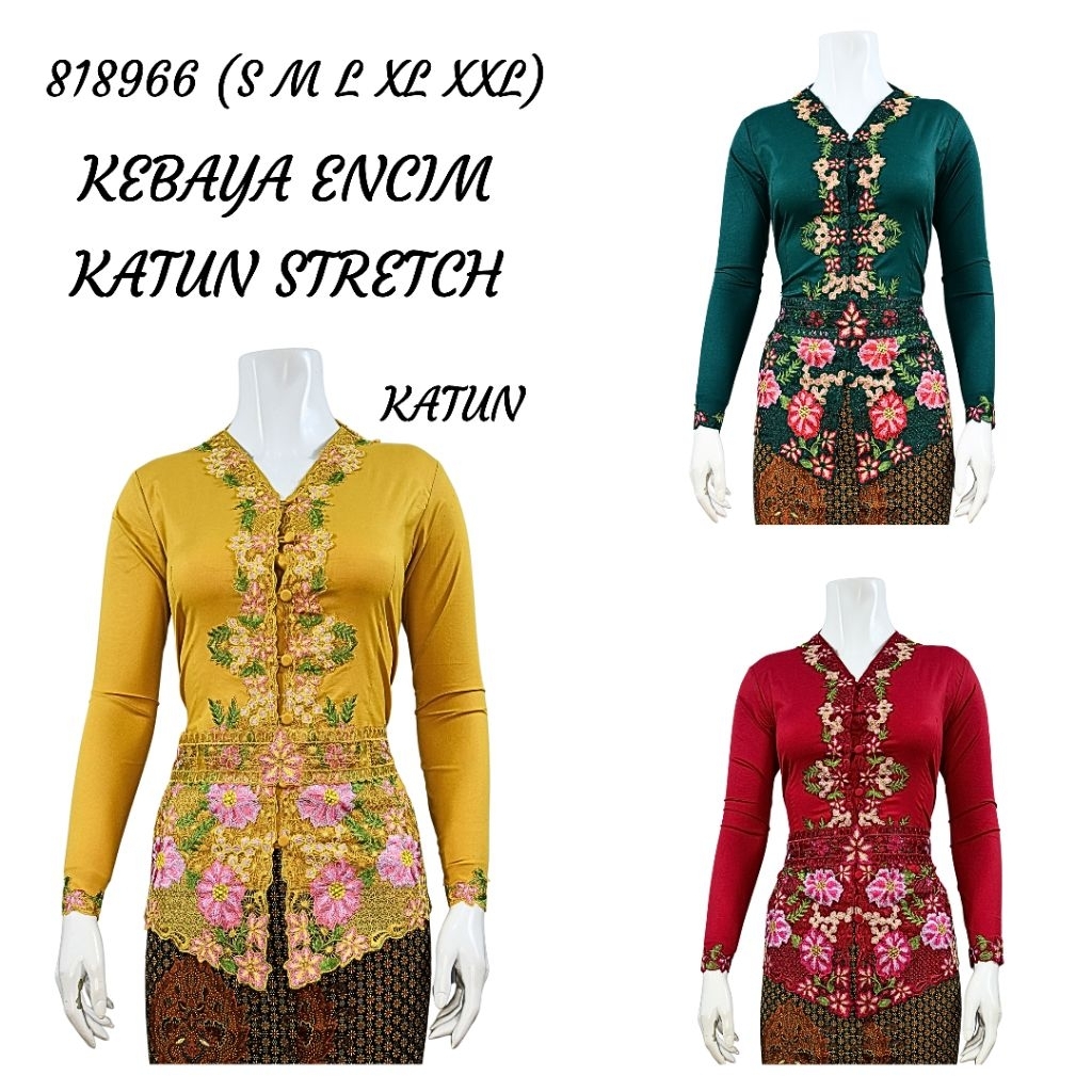 Indah Collection KEBAYA ENCIM LENGAN PANJANG BORDIR KOMBINASI WARNA KATUN STRETCH KATUN KEBAYA WISUD