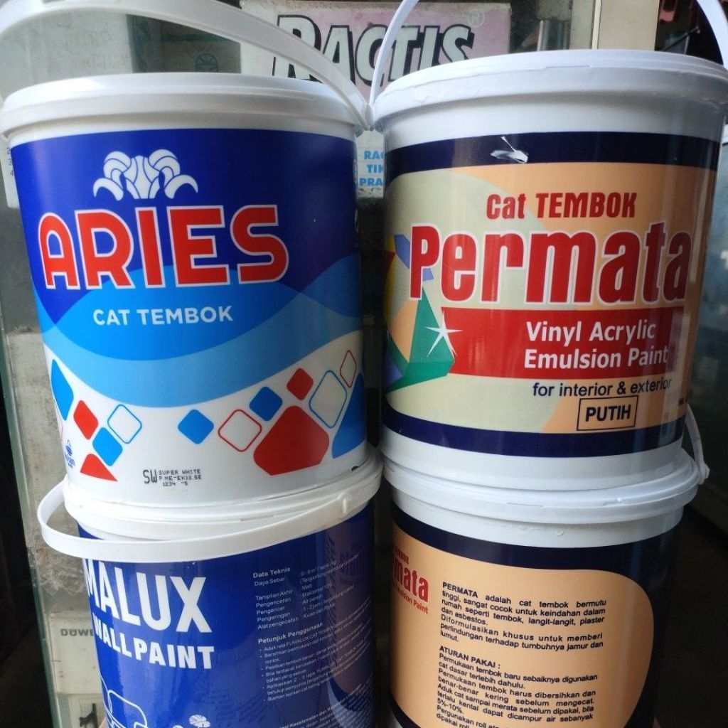 Cat tembok PUTIH / WHITE wall paint / Cat Aries Permata Fresko White SW / cat dasar tembok / cat pla