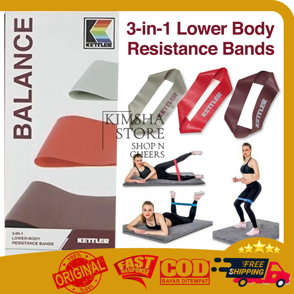 Kettler 3-in-1 Lower Body Resistance Bands Balance Yoga Pilates Health Gymnastics Sport Equipment 3i