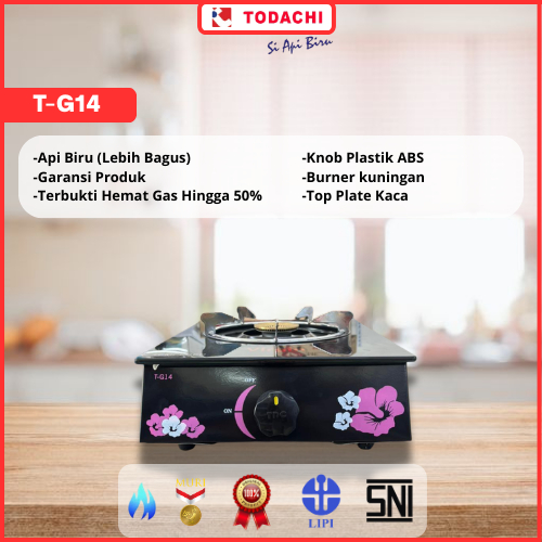 Todachi Kompor Gas Kaca 1 Tungku Elegan Premium Quality