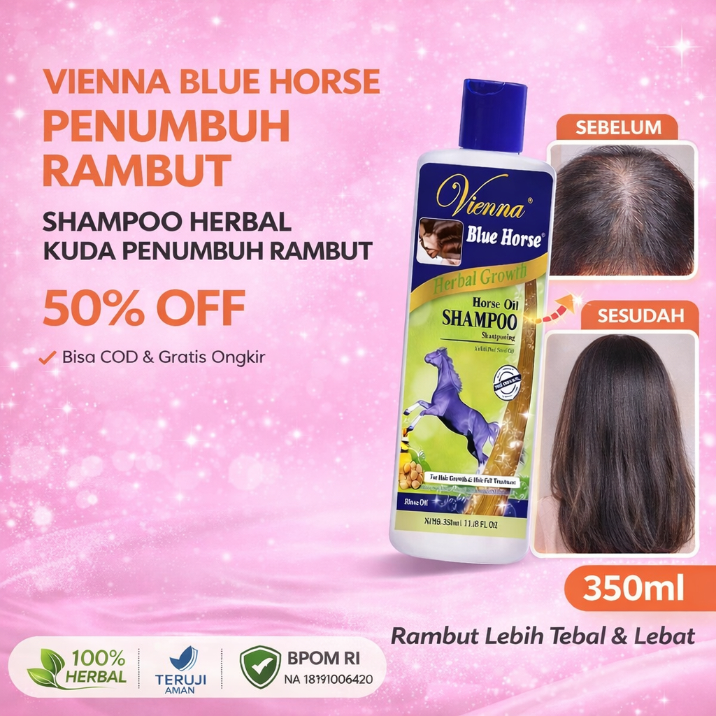 Shampo Kuda Sampo Penumbuh Rambut Cepat Vienna Blue Horse Shampoo Anti Rontok Sampo Kuda