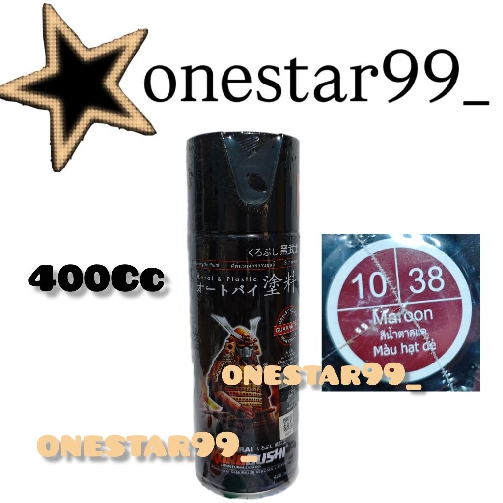 Pilok Pilox Pylox Cat Samuraipaint Merah Maroon 38 Marun Glossy Mengkilap Samurai Spray Paint 400cc