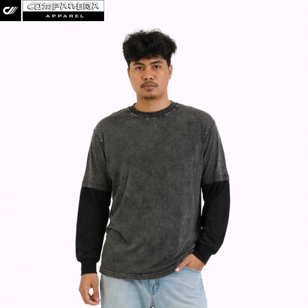 KAOS POLOS DOUBLESLEEVE OVERSIZED WASHED TEES / STONEWASH / POLOS ACID WASH / COTTON COMBED 24S / LE