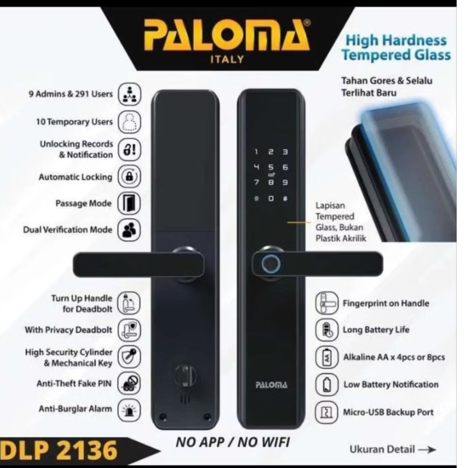 PALOMA SMART DIGITAL LOCK DLP 2136 KUNCI PINTU DIGITAL