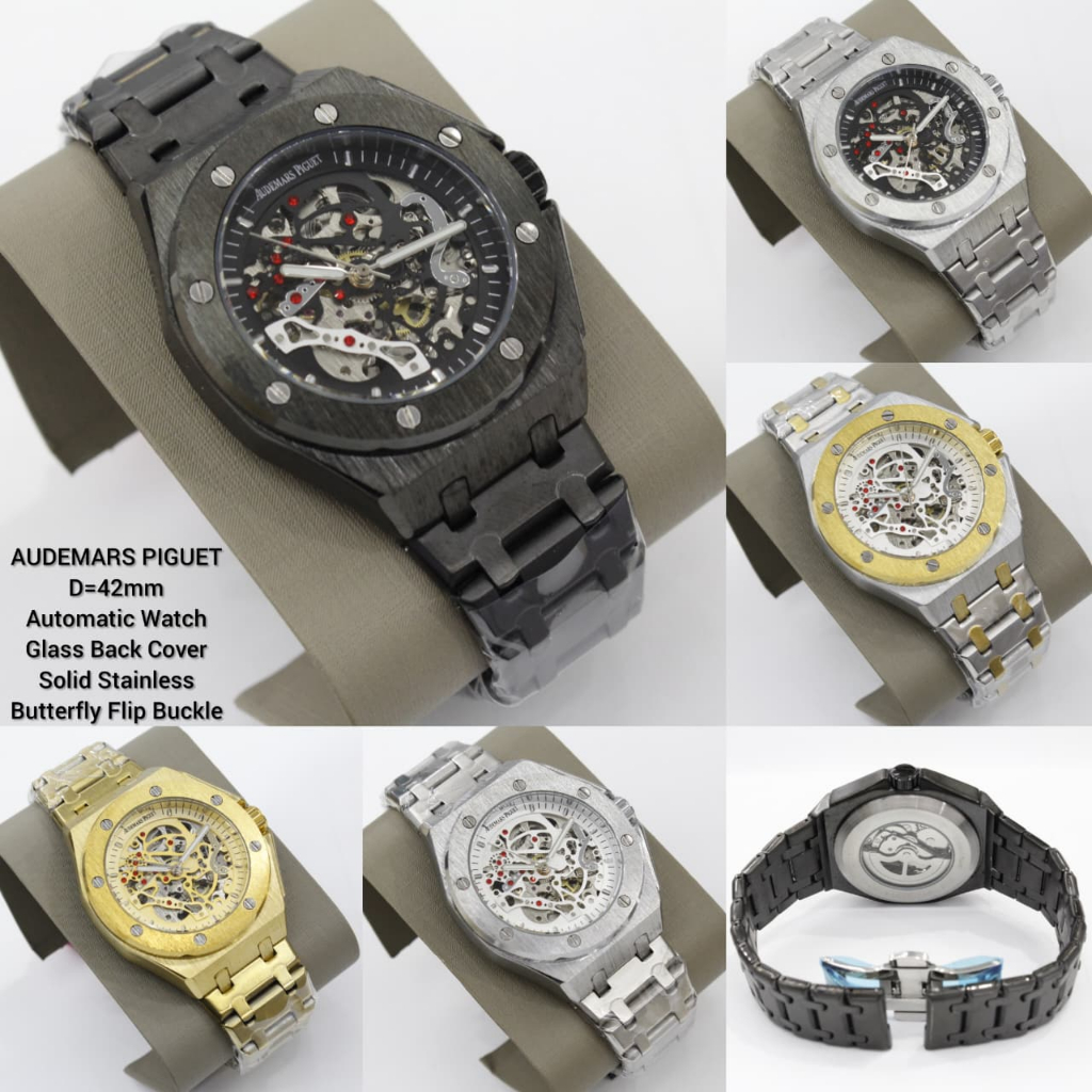 AUDEMARS PIGUET Automatic 42mm – Skeleton Dial Premium Stainless Steel dengan Glass Back Cover