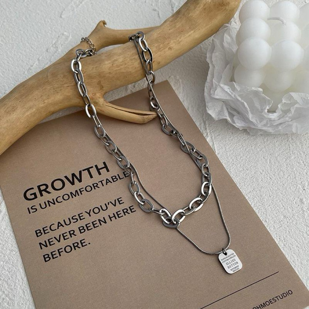 Kalung Ootd Kalung Rantai Double Layer Kalung Pria Keren Dengan Liontin