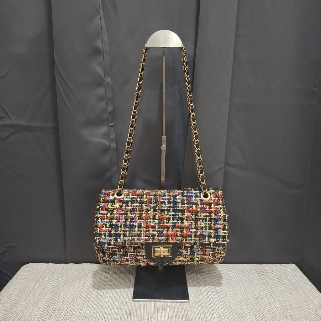 Saera Studi Shoulder Bag Kulit Asli mix Tweed