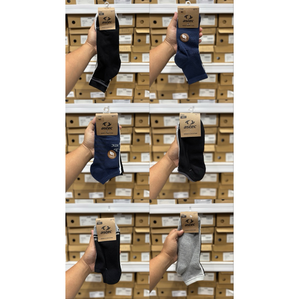 KAOS KAKI RUNNING UNISEX WANITA PRIA ASTEC MIX VARIAN ANTI BACTERIAL AND DEODORANT 3PAIRS ORIGINAL