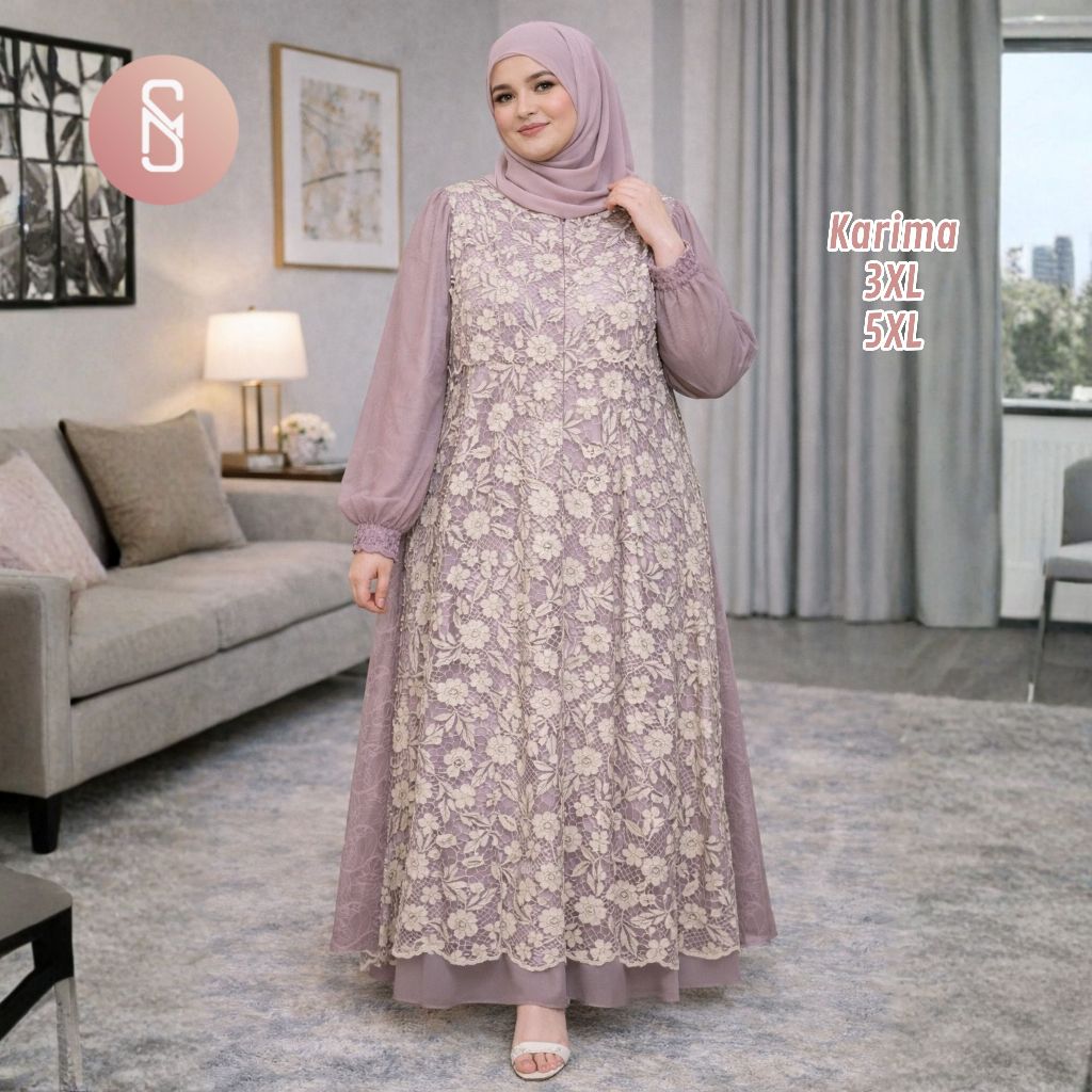 Myshawl Haima Gamis Brukat Bordir Resleting Depan Bahan Syakila Premium Size 2XL 3XL 5XL Dress Musli